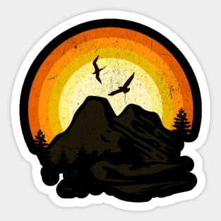 mountain and sunset Sticker
